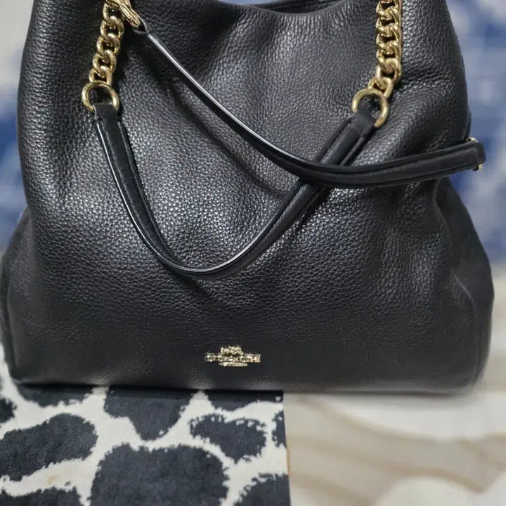 [BUNJANG] Coach Black Leather Chain Shoulder Bag / 코치 블랙 레더 체인 숄더백