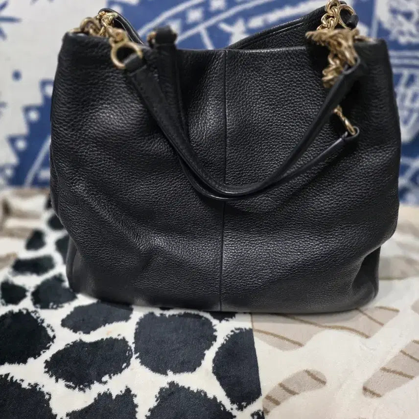 [BUNJANG] Coach Black Leather Chain Shoulder Bag / 코치 블랙 레더 체인 숄더백