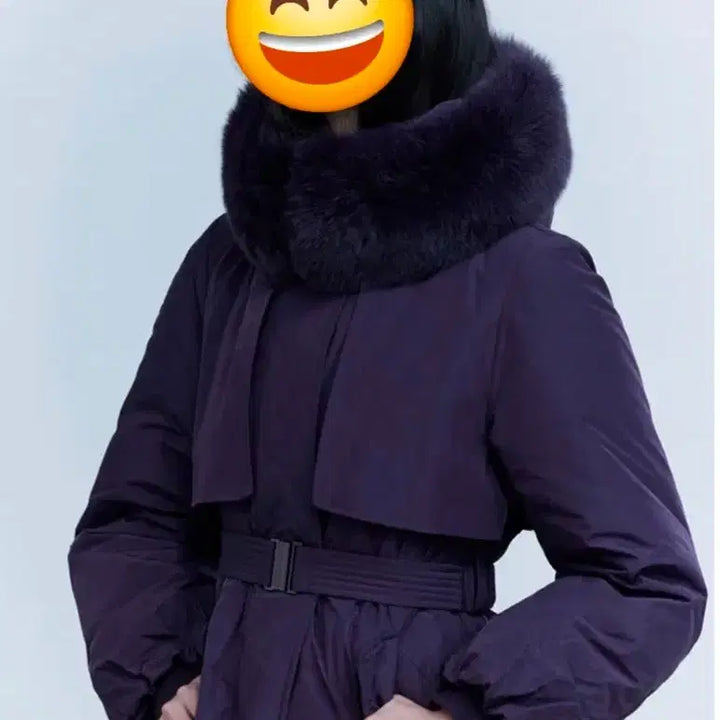 [BUNJANG] Purple Goose Down Fur Parka (Size 55) / 폭스퍼 야상 구스다운 퍼플 55