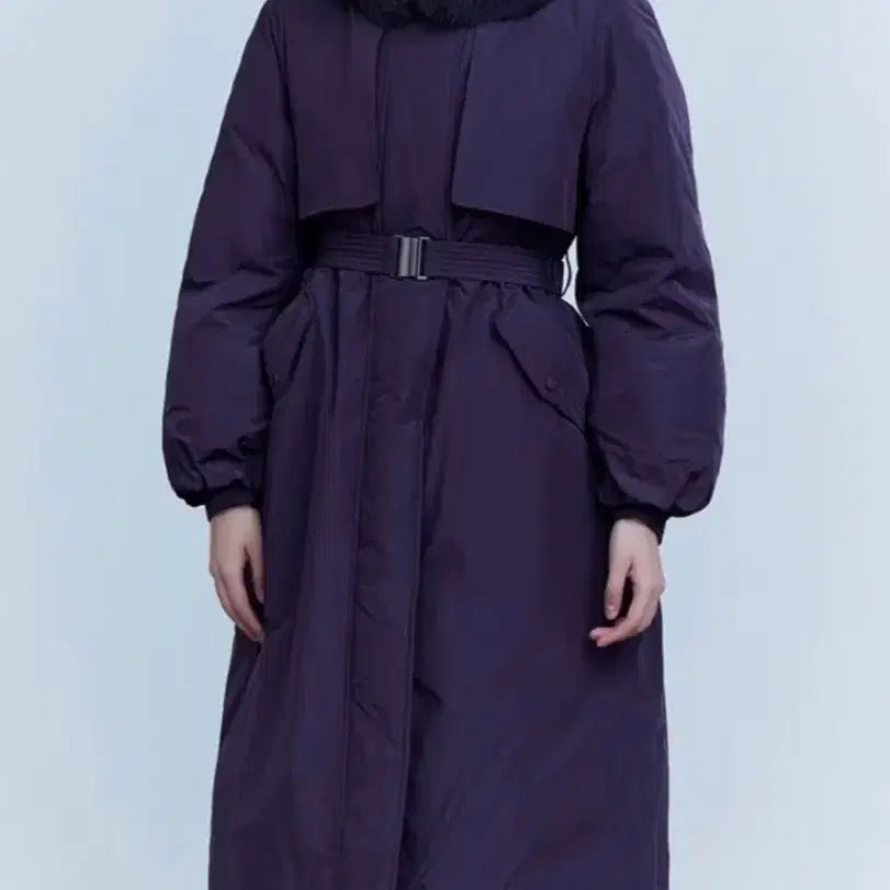 [BUNJANG] Purple Goose Down Fur Parka (Size 55) / 폭스퍼 야상 구스다운 퍼플 55