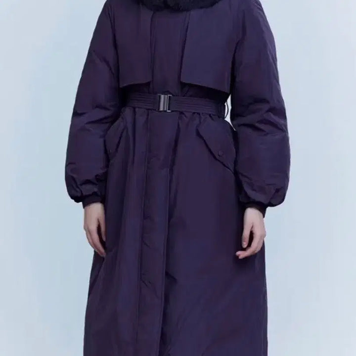[BUNJANG] Purple Goose Down Fur Parka (Size 55) / 폭스퍼 야상 구스다운 퍼플 55