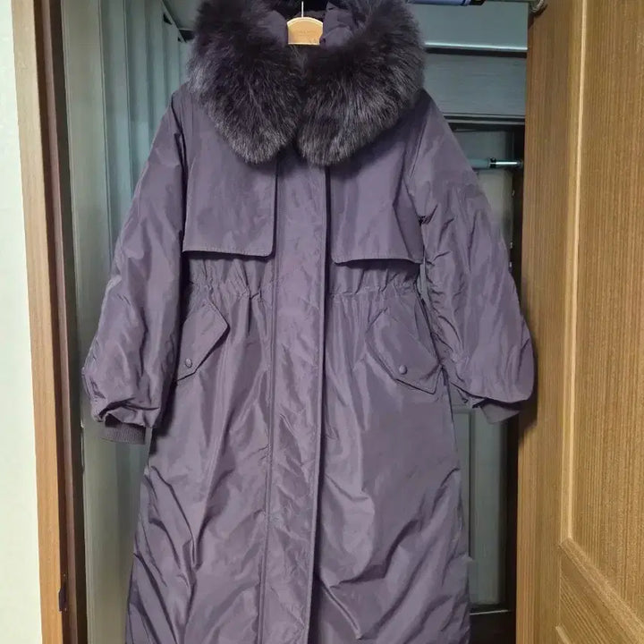 [BUNJANG] Purple Goose Down Fur Parka (Size 55) / 폭스퍼 야상 구스다운 퍼플 55