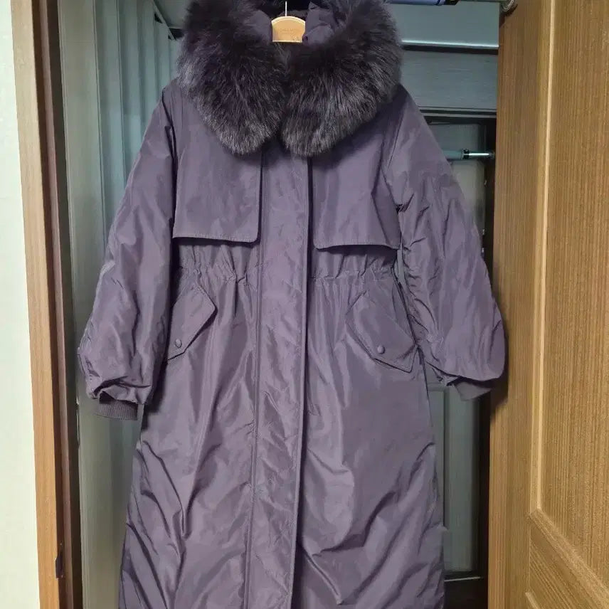 [BUNJANG] Purple Goose Down Fur Parka (Size 55) / 폭스퍼 야상 구스다운 퍼플 55