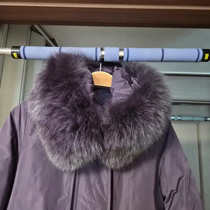 [BUNJANG] Purple Goose Down Fur Parka (Size 55) / 폭스퍼 야상 구스다운 퍼플 55