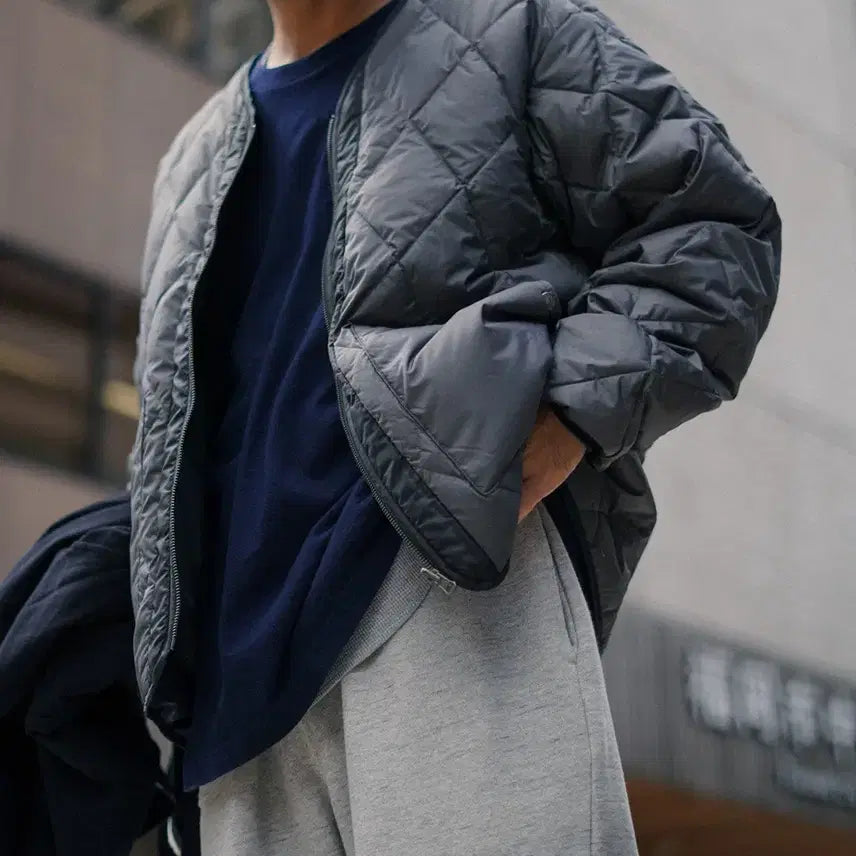 [BUNJANG] The North Face Purple Label Plas Field Down Cardigan - Grey, Size M / 노스페이스 퍼플라벨 Plas 필드 다운 가디건 M