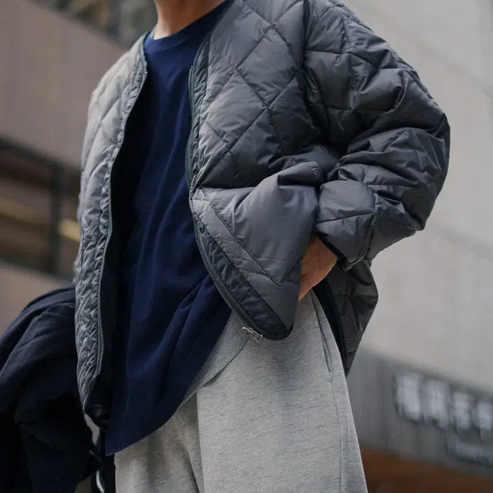 [BUNJANG] The North Face Purple Label Plas Field Down Cardigan - Grey, Size M / 노스페이스 퍼플라벨 Plas 필드 다운 가디건 M