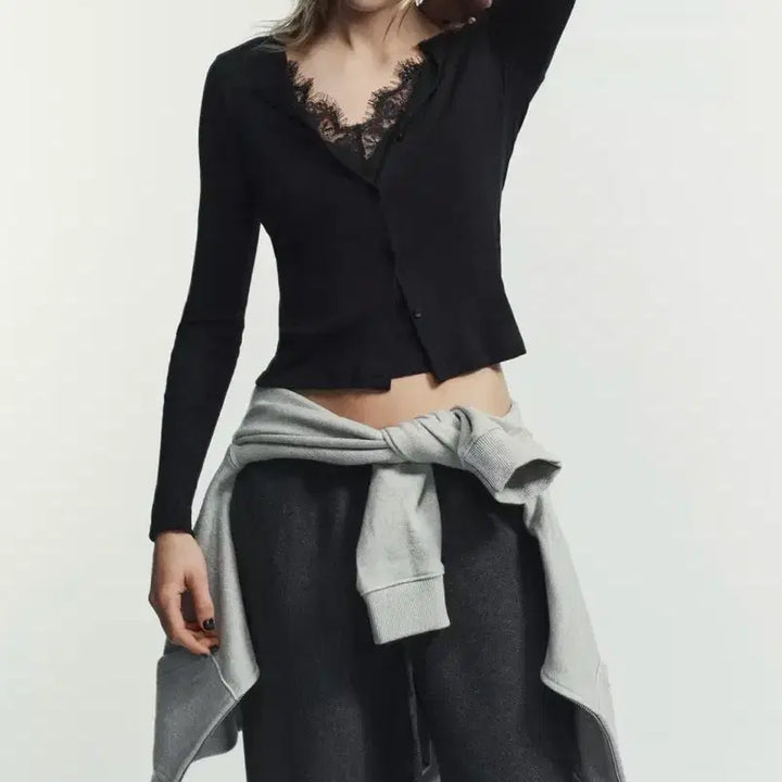 [BUNJANG] Zara Lace Combo Top Jacket (Black) / 자라 레이스 콤비 탑 재킷 (블랙/ S,M사이즈) 환승연애 현지 착용