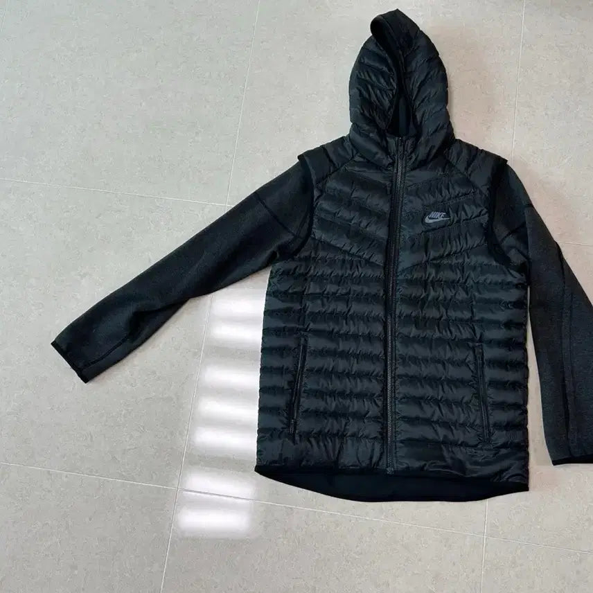 [BUNJANG] Nike Tech Fleece Hybrid Padded Jacket Black M / 나이키 테크플리스 하이브리드 패딩 양면 블랙 M
