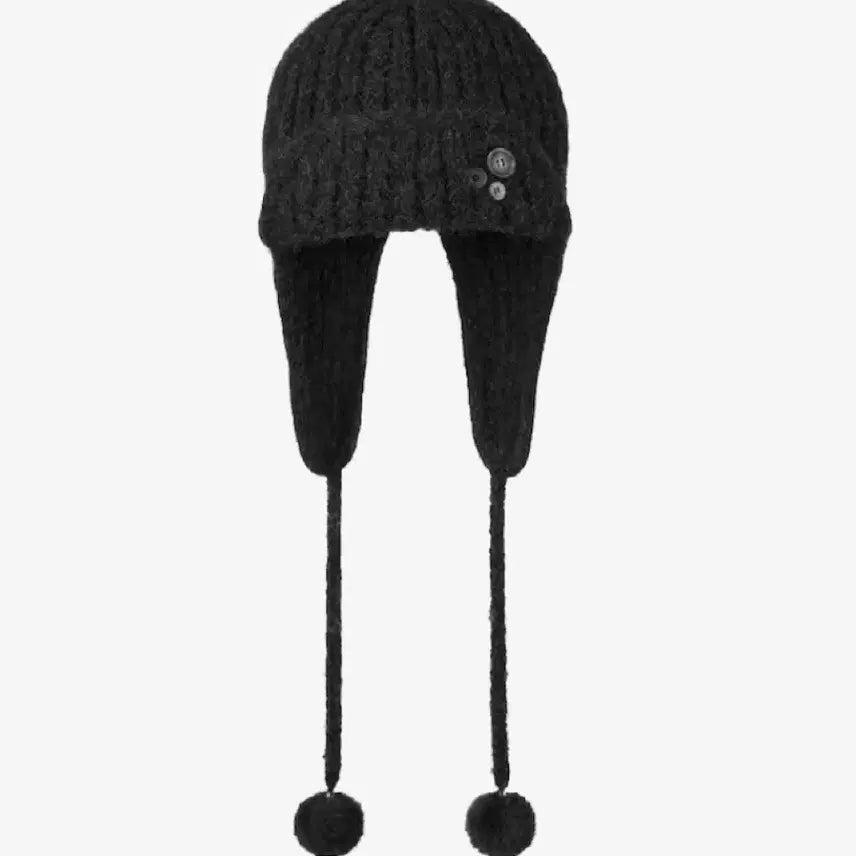 [BUNJANG] AEAE Button Knit Trooper Beanie - Black / 에이이에이이 버튼 니트 트루퍼 비니_블랙