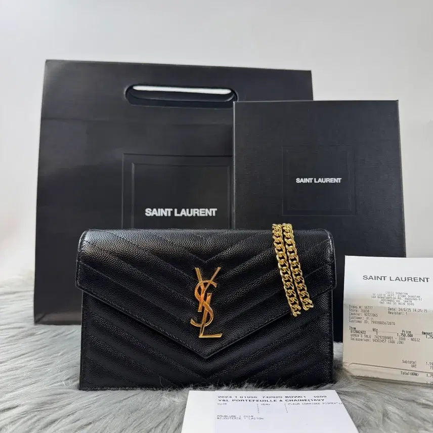[BUNJANG] Saint Laurent Monogram Matelassé Chain Crossbody Bag / 생로랑 모노그램 엔벨로프 woc 마틀라세 체인 크로스백 금장 숄더백