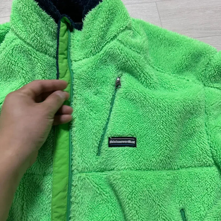 [BUNJANG] thisisneverthat L Fluorescent Green Fleece Jacket / 디네댓 디스이즈네버댓 L 형광그린 후리스