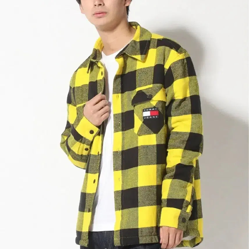 [BUNJANG] Tommy Hilfiger Flannel Sherpa Lined Shirt Jacket / 타미힐피거 타미진 플란넬 양털 셔츠 남방 자켓 오버핏