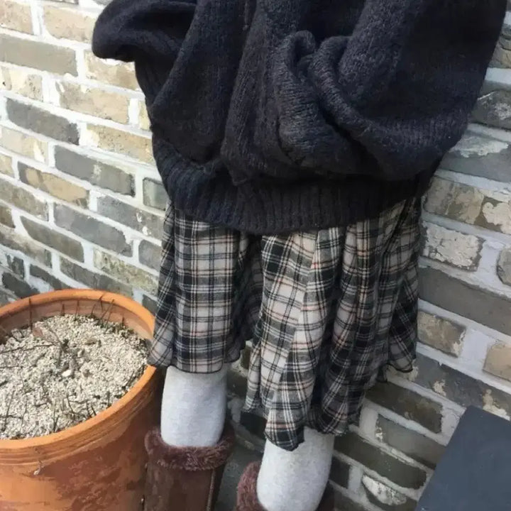 [BUNJANG] Moraehouse Layered Check Skirt Beige / 환연서경착용) 모래하우스 레이어드 훌 체크 스커트 베이지