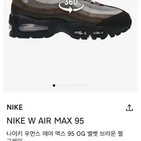 [BUNJANG] Nike Air Max 95 OG Velvet Brown/Pearl Grey Sneakers / 나이키 에어맥스95 OG 벨벳 브라운 / 펄 그레이