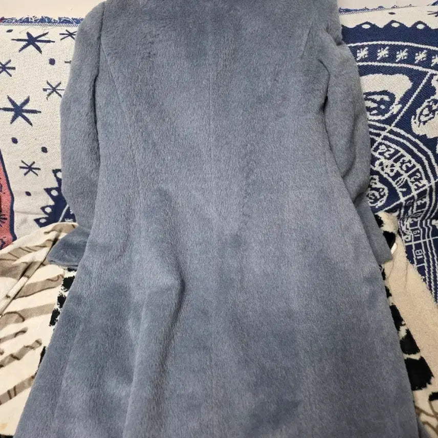 [BUNJANG] Alpaca Blue Long Coat / 알파카 폭스카라 블루 롱코트