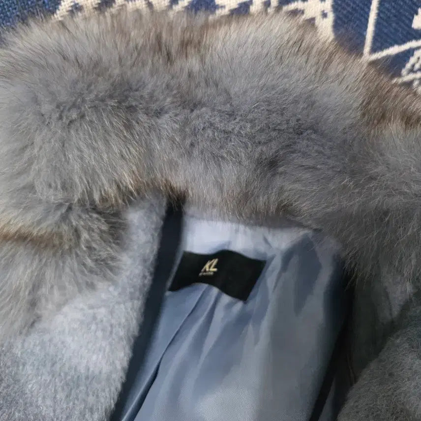 [BUNJANG] Alpaca Blue Long Coat / 알파카 폭스카라 블루 롱코트