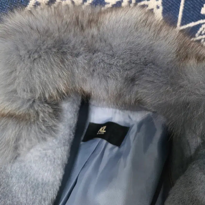 [BUNJANG] Alpaca Blue Long Coat / 알파카 폭스카라 블루 롱코트