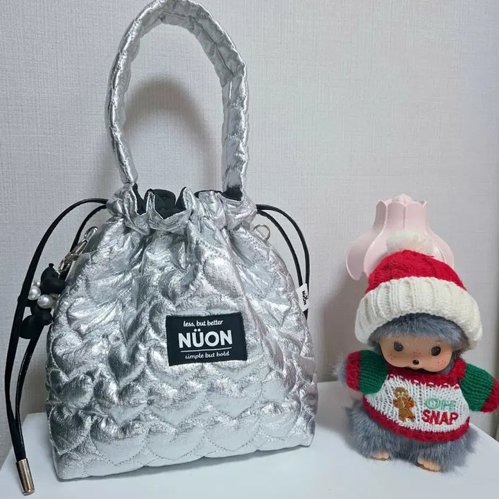 [BUNJANG] Heart Silver Mini Tote Bag / 하트실버 복조리가방