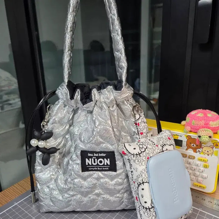 [BUNJANG] Heart Silver Mini Tote Bag / 하트실버 복조리가방