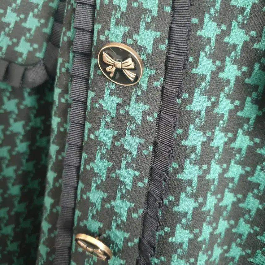 [BUNJANG] Houndstooth Jacquard Flare Dress / 트리밍 하운드투스 쟈가드 플레어 원피스