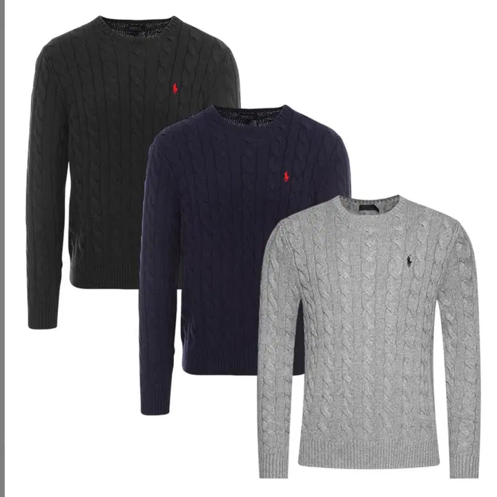 [BUNJANG] Polo Ralph Lauren Cable Knit Sweater / 폴로 랄프로렌 꽈배기니트 블랙/네이비/그레이