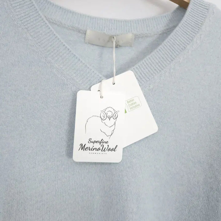 [BUNJANG] Sunday Superfine Merino Wool V-Neck Knit Sweater / 메리노울77)선데이 슈퍼파인메리노울 코튼 여리핏 보카시 옐로우 v넥 니트