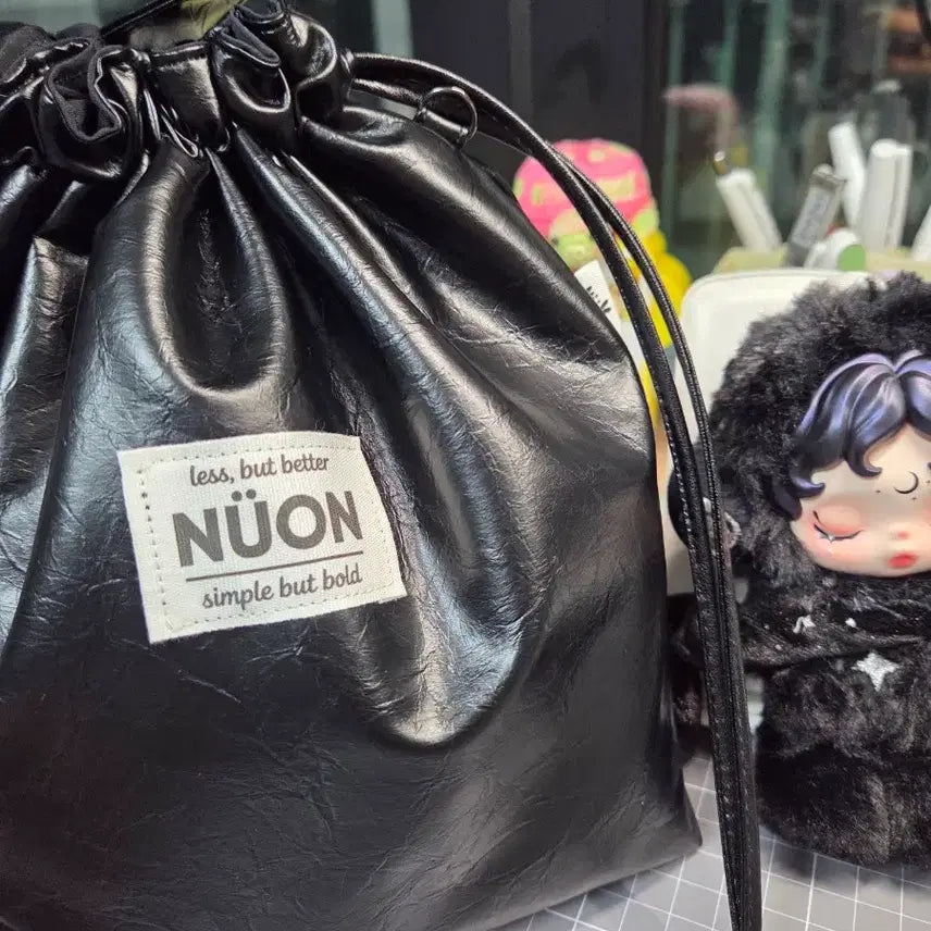 [BUNJANG] Handmade Faux Leather Drawstring Bag / 소프트 인조가죽 복조리가방