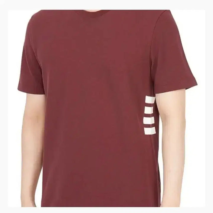 [BUNJANG] Thom Browne Stripe Burgundy Short Sleeve T-shirt / 톰브라운 사선 스트라이프 버건디 반팔 티셔츠