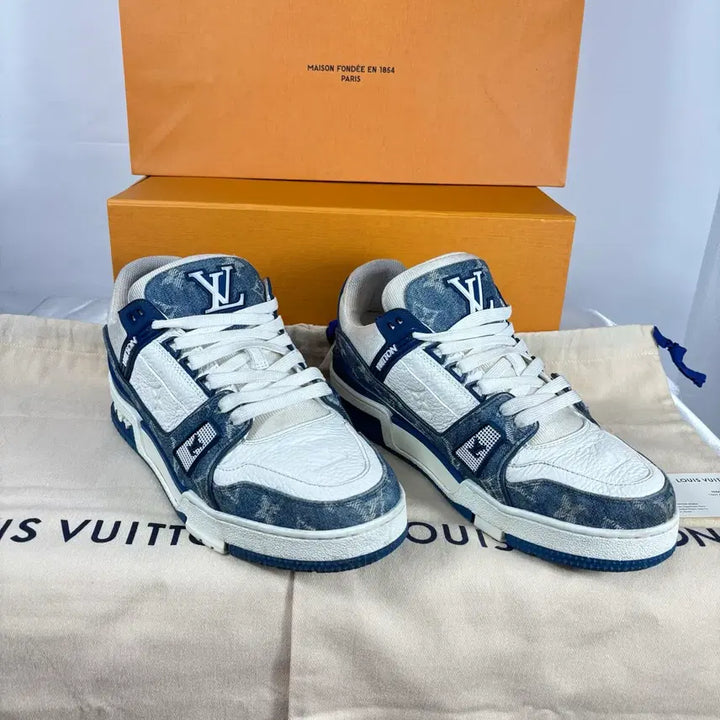 [BUNJANG] Louis Vuitton Trainer Sneakers Denim Blue / [정품,풀박스]루이비통 트레이너 스니커즈 데님 블루