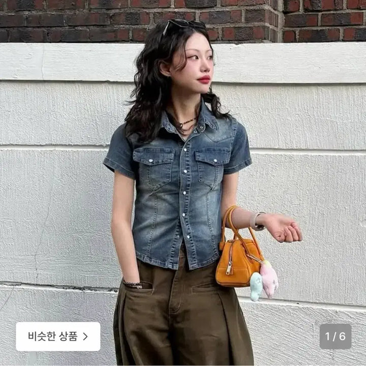 [BUNJANG] Dekete Woman Denim Shirt / 데케트우먼 데님 반팔 셔츠m 새상품