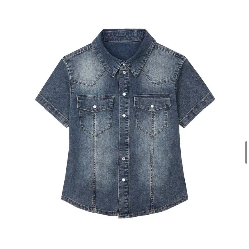 [BUNJANG] Dekete Woman Denim Shirt / 데케트우먼 데님 반팔 셔츠m 새상품