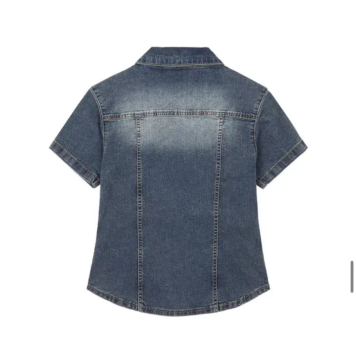 [BUNJANG] Dekete Woman Denim Shirt / 데케트우먼 데님 반팔 셔츠m 새상품