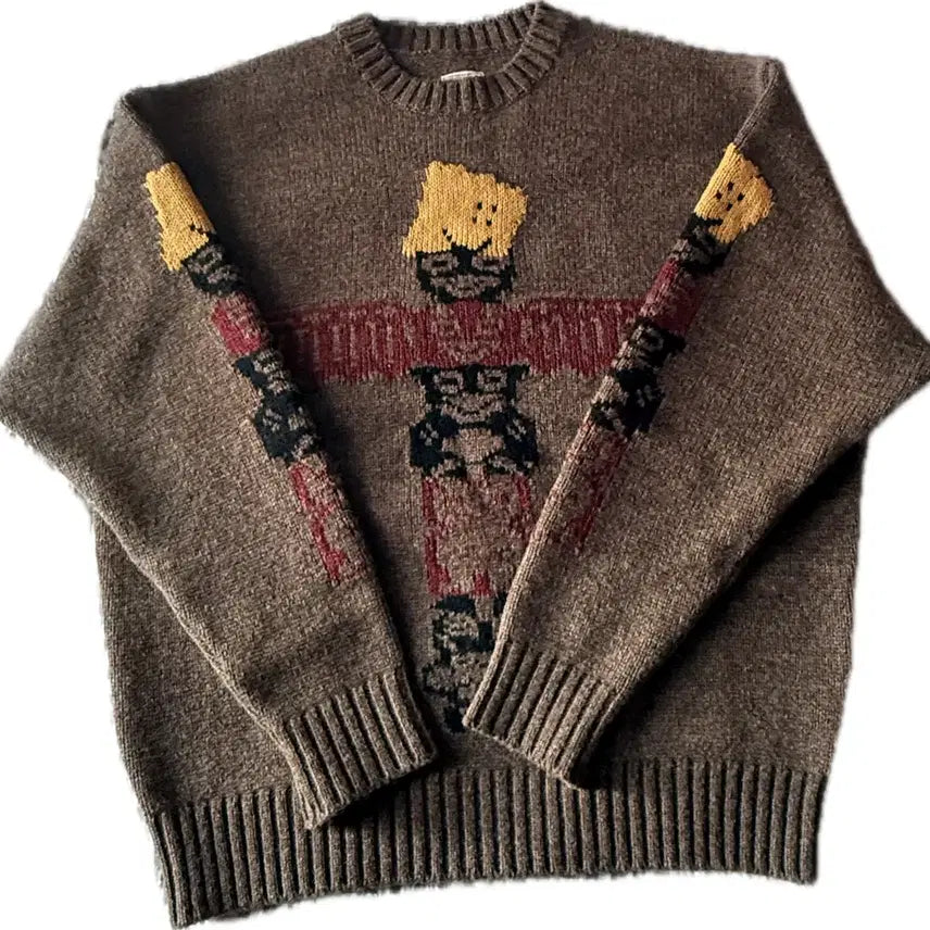 [BUNJANG] Capital 5G Wool Package Totem Pole Crew Sweater Brown / 캐피탈 니트 (5G 울 패키쉬 토템 폴 크루 스웨터 브라운)