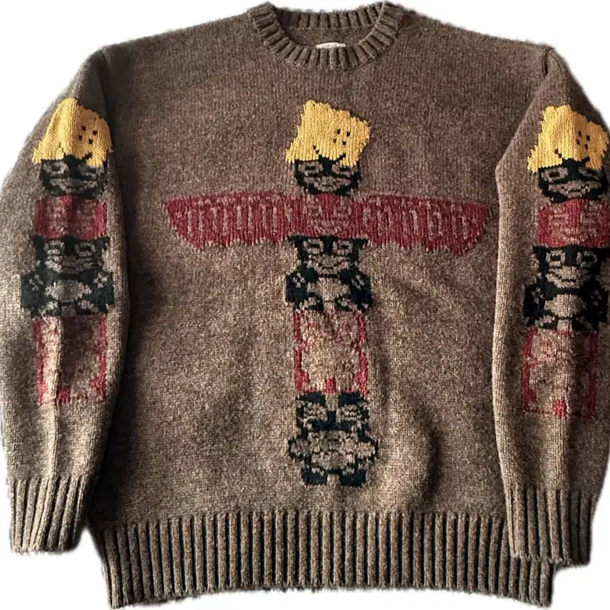 [BUNJANG] Capital 5G Wool Package Totem Pole Crew Sweater Brown / 캐피탈 니트 (5G 울 패키쉬 토템 폴 크루 스웨터 브라운)