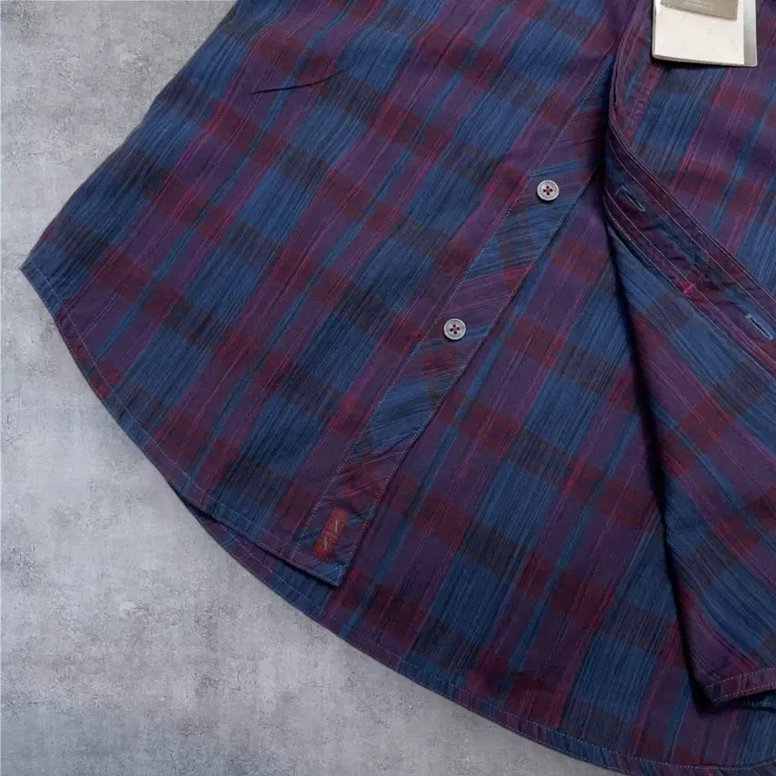 [BUNJANG] Armani Exchange Slim Fit Checkered Shirt / 아르마니 익스체인지 네이비 퍼플 체크 슬림핏 셔츠 S(90)