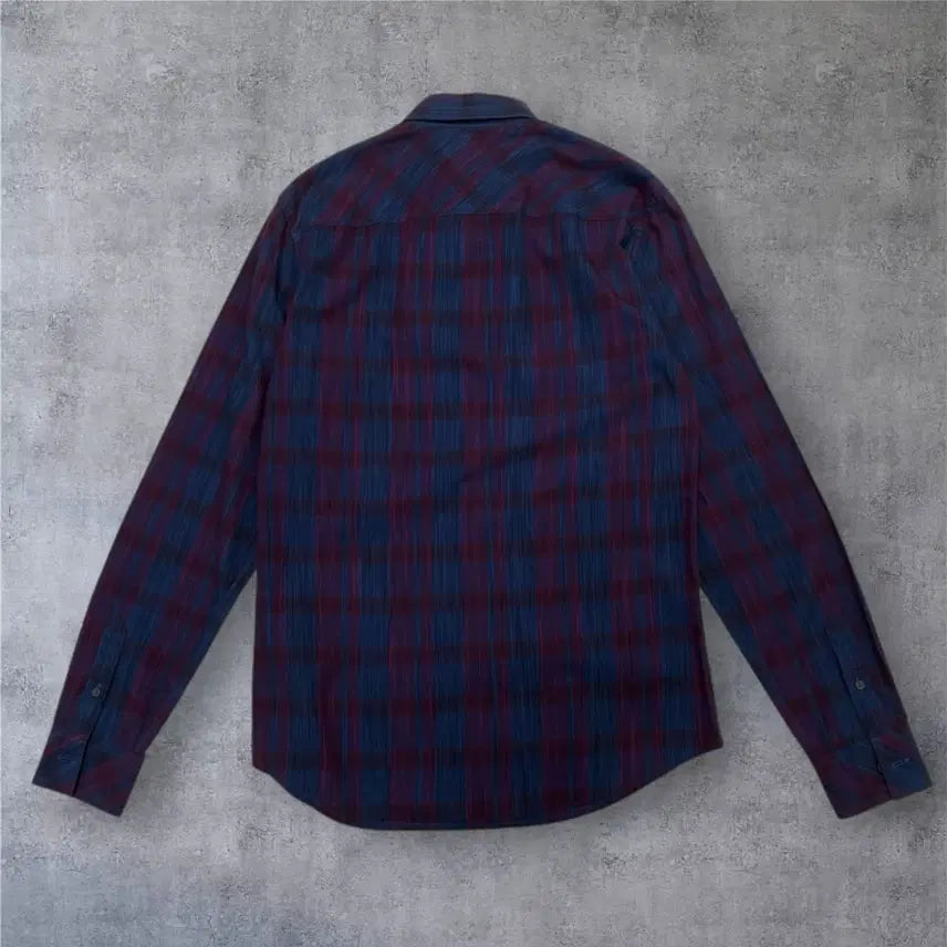 [BUNJANG] Armani Exchange Slim Fit Checkered Shirt / 아르마니 익스체인지 네이비 퍼플 체크 슬림핏 셔츠 S(90)