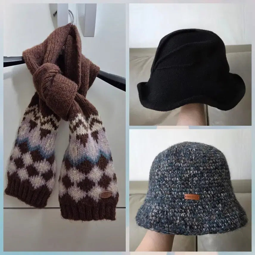 [BUNJANG] Knit Hat and Muffler Bundle / 뜨개모자 머플러외 일괄판매