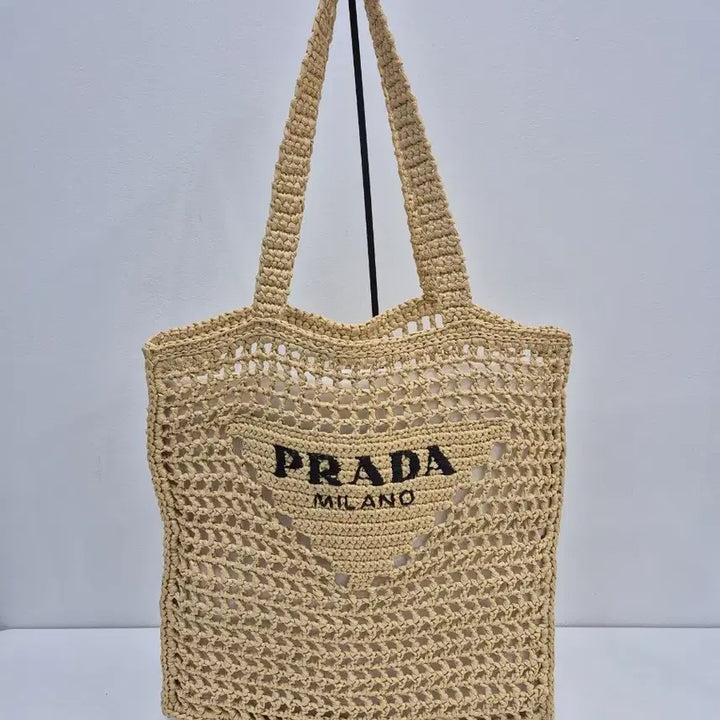 [BUNJANG] Prada Raffia Beige Tote Bag 1BG393 / 프라다 라피아 베이지 토트백1BG393