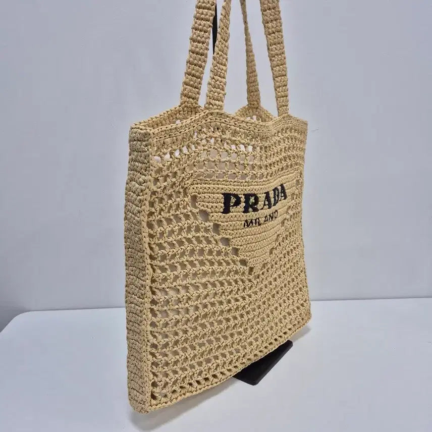 [BUNJANG] Prada Raffia Beige Tote Bag 1BG393 / 프라다 라피아 베이지 토트백1BG393