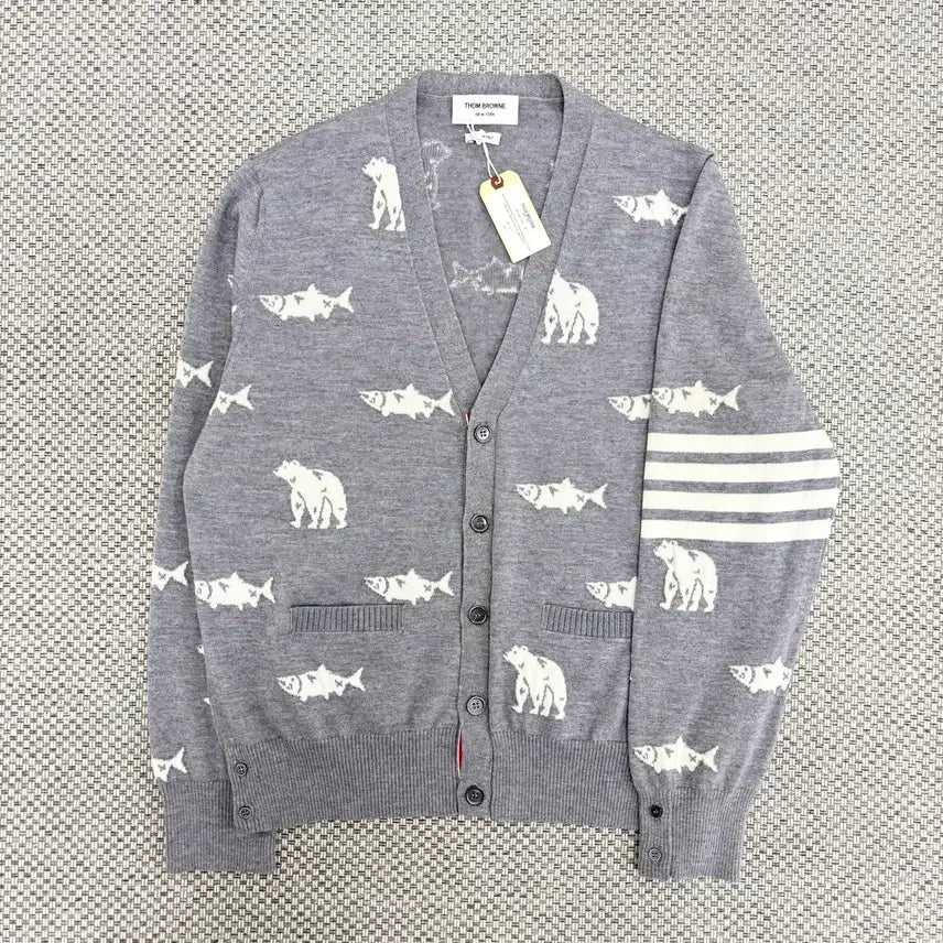 [BUNJANG] Thom Browne Cardigan / [5]톰브라운 배언 앤 살몬 울 가디건