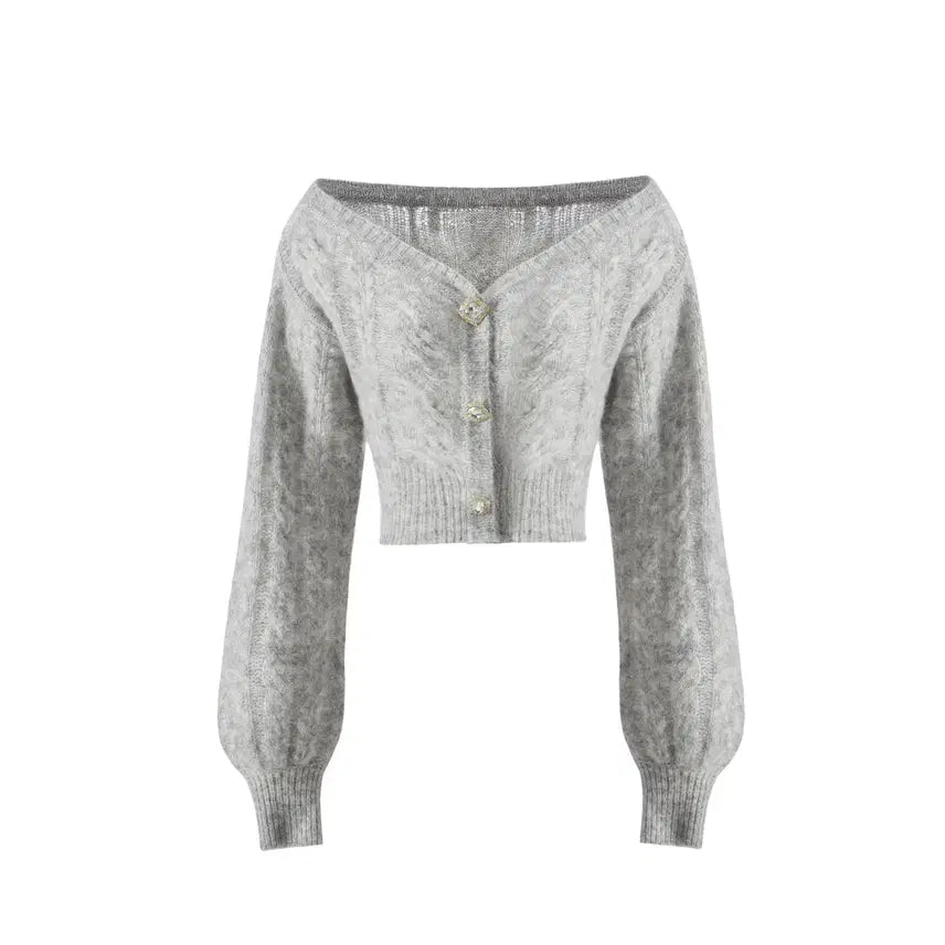 [BUNJANG] Nana Jacqueline Eva Off-Shoulder Cardigan (Gray) / 나나재클린 에바 오프숄더 가디건 (그레이) - 미착용 새상품