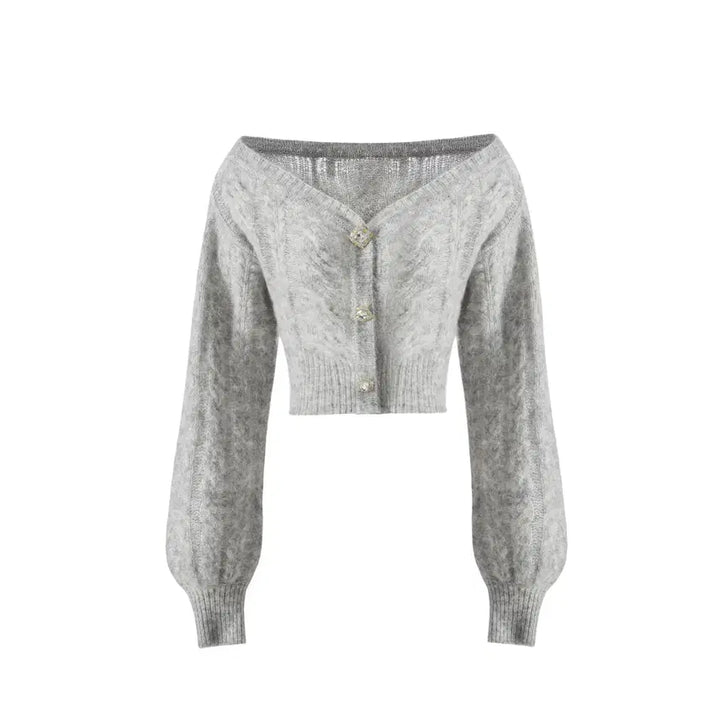 [BUNJANG] Nana Jacqueline Eva Off-Shoulder Cardigan (Gray) / 나나재클린 에바 오프숄더 가디건 (그레이) - 미착용 새상품