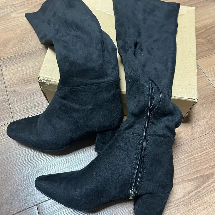 [BUNJANG] Black Suede Long Boots (230mm) / 블랙 스웨이드 롱부츠 230mm