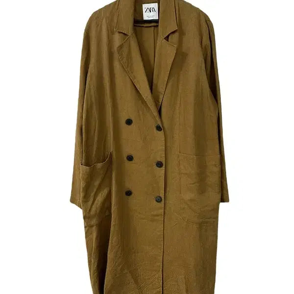 [BUNJANG] ZARA Linen Double Trench Coat Camel / [S] ZARA 린넨 더블 트렌치코트 카멜