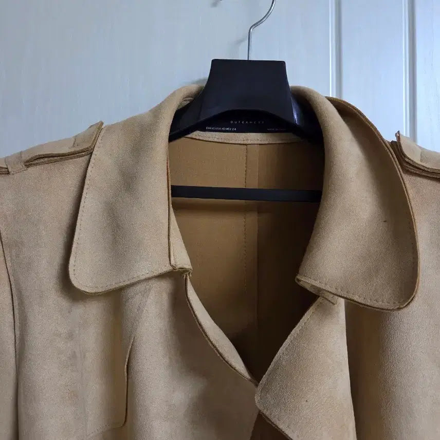 [BUNJANG] Zara Suede Long Trench Coat Beige / 자라 스웨이드 롱 트렌치 코트 베이지