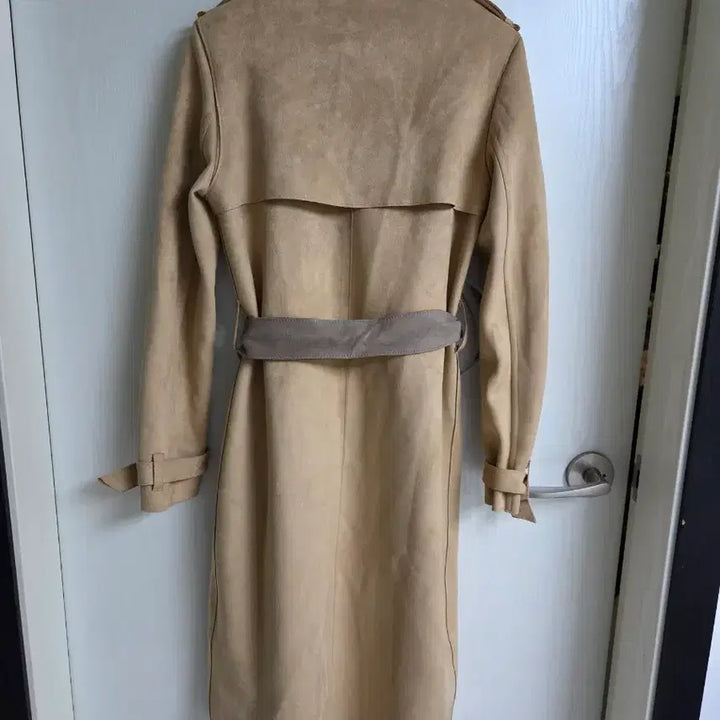[BUNJANG] Zara Suede Long Trench Coat Beige / 자라 스웨이드 롱 트렌치 코트 베이지