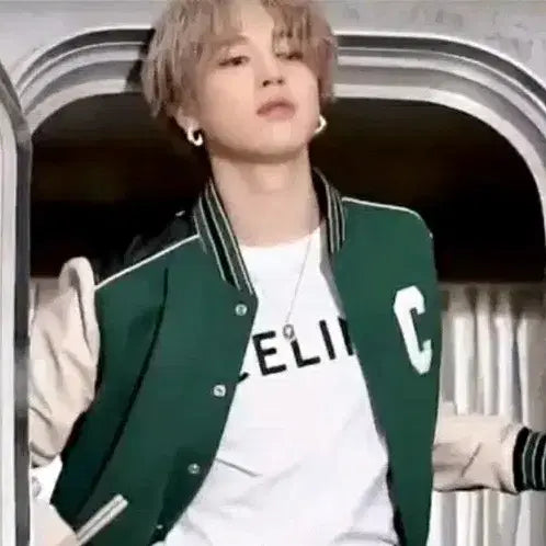 [BUNJANG] BTS Jimin Celine Varsity Jacket / (50) 셀린느 바시티 자켓 블루종 BTS 지민 리사