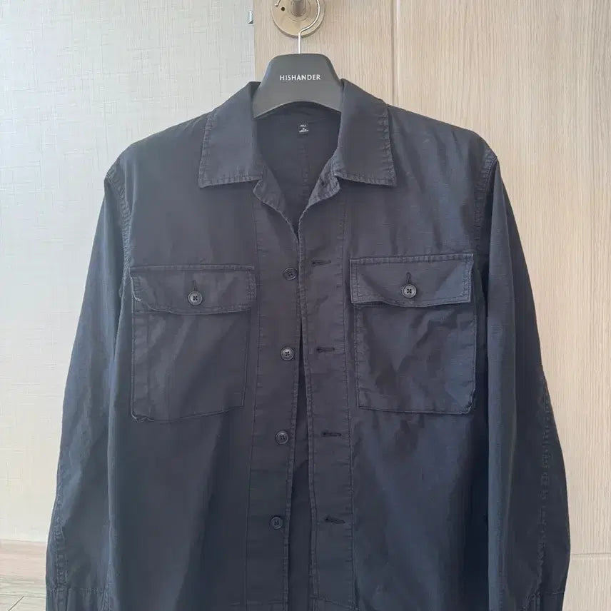 [BUNJANG] GU Utility Shirt Black M / GU 워시 유틸리티 셔츠 블랙 M사이즈