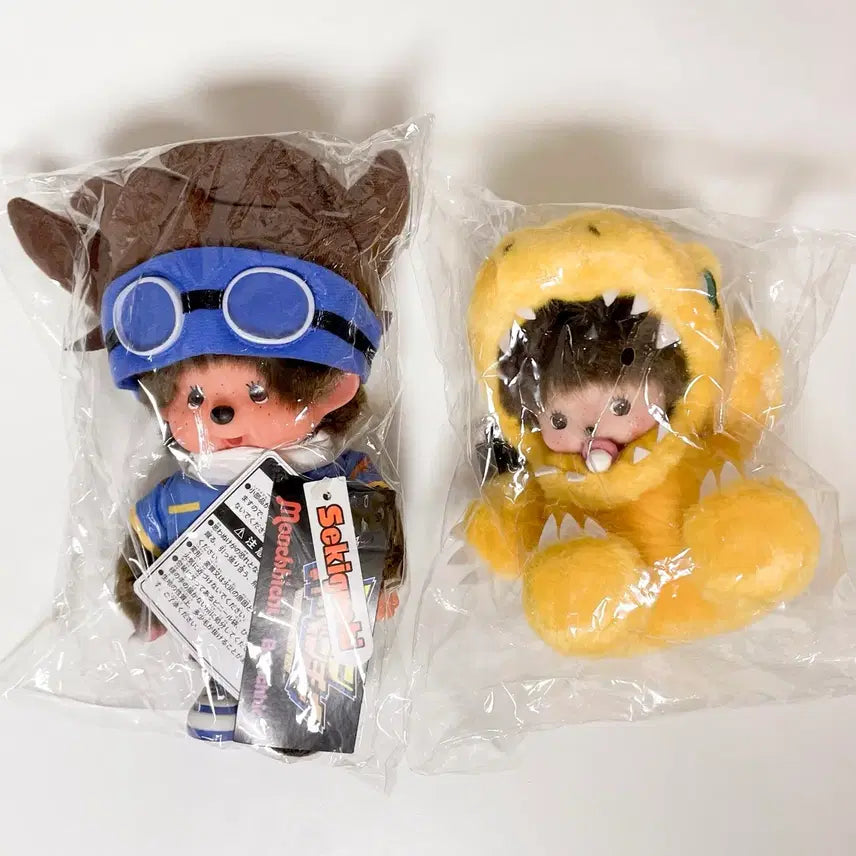 [BUNJANG] Digimon Taichi Agumon Monchhichi Plush Set / 몬치치 디지몬 타이치 태일이 아구몬 베비치치 누이 인형 세트