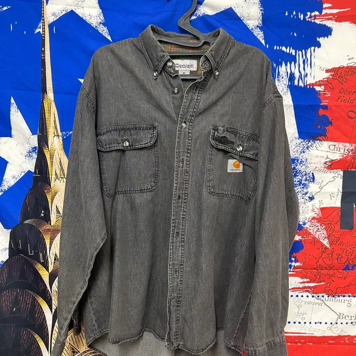 [BUNJANG] Carhartt Black Denim Oversized Fit Shirt XL (105) / s급 칼하트 오버핏 흑청 데님셔츠 XL105